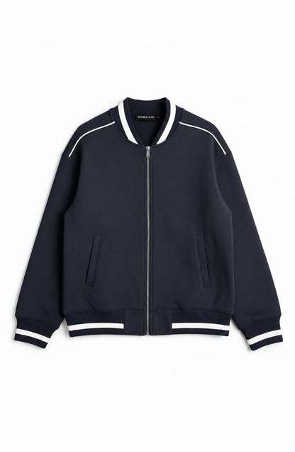 Navy Blue — The Standard Bomber, flat lay