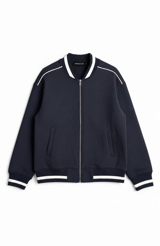 Navy Blue — The Standard Bomber, flat lay