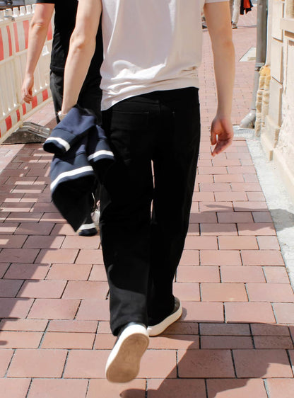 Relaxed – Black — The Standard Trousers, walking