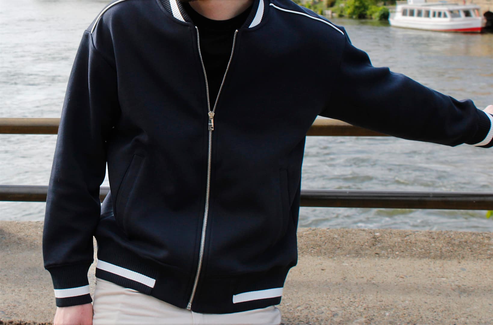The Standard Bomber — zip and ribbing detail